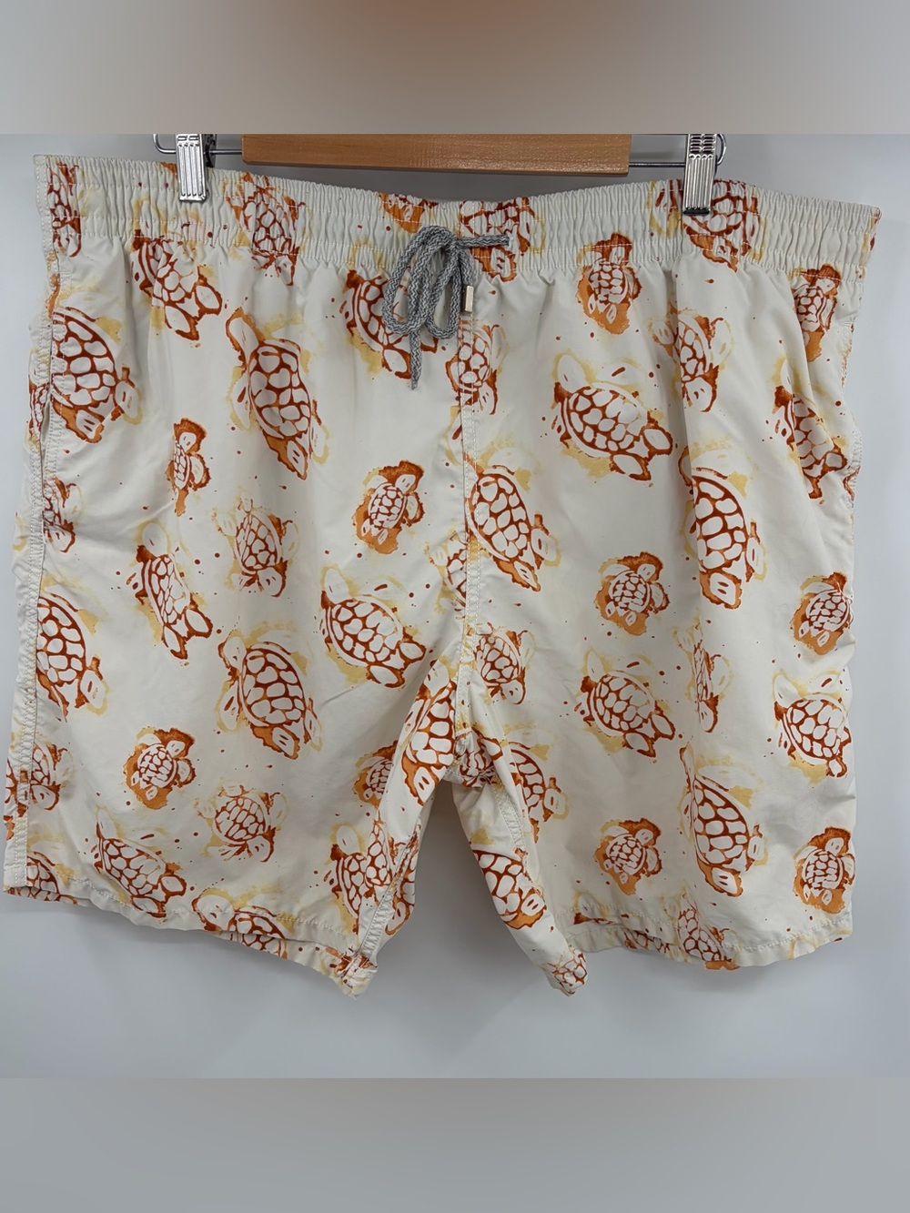 Vilebrequin turtle yellow orange lined swim trunks men’s XXL beach